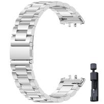 Nerūdijančio plieno dirželis, skirtas Samsung Galaxy Fit 3, metalinė apyrankė, prabangi verslo juosta, skirta Samsung Galaxy Fit3 SM-R390 priedai For Galaxy Fit 3 white