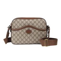 Gucci GG Supreme Canvas Leather Trim Retro Camera Crossbody Bag For Unisex Daily Use Basic Set (Bag+Dust Bag) gray