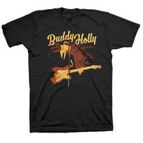 Men's Buddy Holly Performing T-shirt X-Large Black 2XL brown