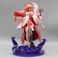 25cm Anime Genshin Impact Yae Miko Game Figure GK Sexy Fox Beauty Girl Statue Pvc Action Figurine Collection Model Toys Gift no box white