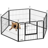 6 Panels Dog Playpen, Portable Detachable Puppy Pen with Door, for Small Dogs, 60cm High, Grey 160 x 80 x 60 cm pilka