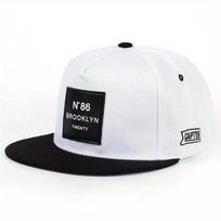 Flat Snapback Hat N°86 Brooklyn Hip Hop Baseball Cap with Leather Patch  Adjustable Streetwear Headwear for Daily Wear pilka spalva