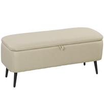 Bench Settle Storage Chest 2 in 1 in fabric with black steel legs 102 x 40 x 39.5 cm beige 101 x 38.5 x 44.5 cm