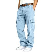 Men's Slim Fit Corduroy Cargo Pants with Multiple Pockets Tapered Leg for Outdoor Hiking Daily Wear XL mėlyna