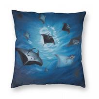 Manta Rays Square Pillowcase Polyester Linen Velvet Pattern Zip Decor Pillow Case Home Cushion Cover 40cmx40cm(16x16Inch) blue