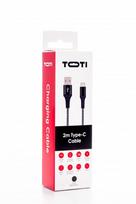 Kabelis SEEK TOTI USB A to Type-C 2m Pintas Juodas/Pilkas