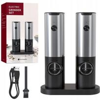 Elektrinis pipirų ir druskos malūnėlių rinkinys su Usb įkrovimu, 2 vnt, Elektrinis pipirų ir druskos malūnėlių rinkinys su Usb įkrovimu, 2 vnt