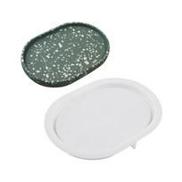 Ovali padėkliuko silikoninė forma DIY peleninė cemento gipso padėklo forma padėkliuko epoksidinės dervos liejimo formos amatai namų dekoras 5 white