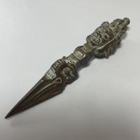 Nepal Three-Faced Buddha Statue Horse Head Mingwang Retro Handheld Ornament Vajra Decoration gray
