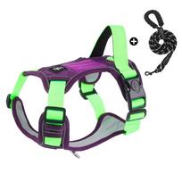 Durable Multi-Point Adjustment Anti-Pull Dog Harness Reflective Breathable Dog Chest Strap Comfortable Dog Leash Pet Dogs S violetinė