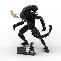Naujas MOC  Ateiviai Sliekantis Monstras Statybiniai Blokus Xenomorfas Veiksmo Figūrėlės Žaislai Parazitoidas PASIDARYK pats Plytos Dovana Suaugusiems black