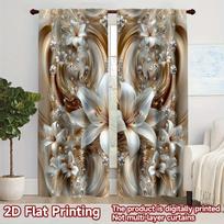 Set Of 2 Elegant Lily Curtains Flat Print Polyester Kitchen Living Room Office Decor Curtain With Rod Pocket Machine Washable Ideal For Great W100*H70(CM)-Rod Pocket&1PCS gray