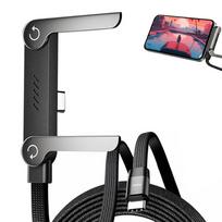Fast Charging 240W Type C To Type C Cable Built In Phone Support Stand Invisible Holder Braided Data Cord For Gaming Movie Watch gray