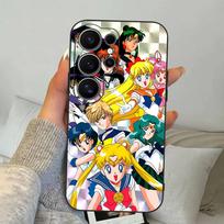 Anime S-Sailors M-Moons Phone Case For Samsung S 24 Fe 25 Ultra Plus 20 Lite 21 30 22 23 24 22 Ultra 5G Fundas Samsung S21 plus black