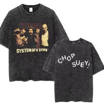 Washed Vintage Rock Band System of A Down Toxicity Chop Suey Print T-shirt Men Women Casual Oversized Tshirt Male Cotton T Shirt S gray