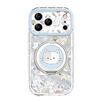 Simple pen cat is suitable for iphone16promax iPhone case 17 fulcrum bracket 15 cute 14 anti-drop 12 redmi k40/k40 pro white