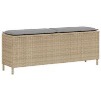 Garden Bench with Cushion Beige 110x30x40.5 cm Poly Rattan
