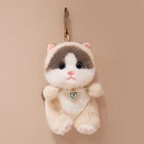Cute Calico Cat Plush Keychain - Soft Cat Doll for Comforting and Gifting 15cm/160g