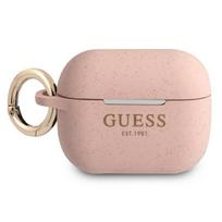 Guess silikoninis dėklas AirPods Pro – rožinis, su blizgučiais