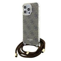 Guess dėklas iPhone 15 Pro Max su dirželiu – rudas
