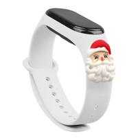 Strap Xmas for Xiaomi Mi Band 3 / 4 Kalėdinė silikoninė apyrankė su Kalėdų Seneliu - Balta