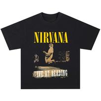 Nirvana Live At Reading Band Graphic Black T-shirt S įvairiaspalvis