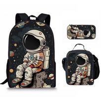 Astronaut astronaut anime character three piece backpack ice pack, pencil case storage, student backpack, casual and fashionable