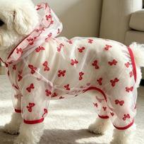Thin Breathable Dog Sunscreen Clothes Insect Proof Butterfly Pattern Dog Cooling Jumpsuit Mesh Pet Hoodie Four-Legged Clothing gray