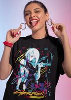 Unisex Cyberpunk Edgerunners Lucy Anime T-Shirt Manga Waifu Shirt S white