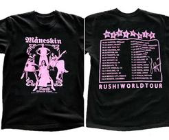 Maneskin Band Rush World Tour T Shirt Full Size S-5XL Unisex T-Shirt XXXXL pink