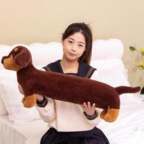 Dachshund Plush Long Pillow Brown Dog Body Pillow Animal Cartoon Body Hugging Pillow Long Pillows Stuffed Home Decor about 80cm