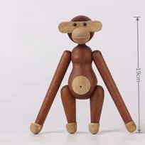 Nordic Style Walnut Monkey Figurine: Solid Wood Home Decor