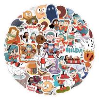 50 vnt. animacinių filmų anime Hilda lipdukų gaffiti lipdukai skirti pasidaryk pats bagažui, nešiojamam kompiuteriui, riedlentei, dviračiui 10pcs black