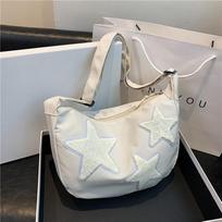 Women Canvas Messenger Bag Versatile Hobo Bag Adjustable Strap Crossbody Sling Bag Pentagram Satchel Bag Slouchy Travel Bag 1pc juoda