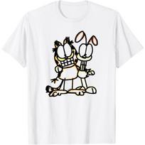 Garfield Sketch Garfiled and Odie Cartoon Cat and Dog T-Shirt S balta