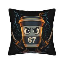 67 Six Seven Italian Brainrot Meme Pillowcase Doublesided Printing Polyester Cushion Cover Throw Pillow Case Cover Sofa Zipper 30x30cm 12x12in black