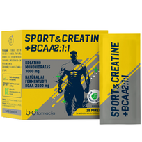 Jėgai, ištvermei ir greitesniam atsistatymui BIOFARMACIJA SPORT&CREATINE + BCAA 2:1:1, 28 pak. (-55% perkant 2 vnt.)