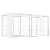 48 Inch Anti-Escape Puppy Playpen Metal Grid Dog Kennel Stackable Foldable EVA Pad Tool-Free Assembly for Small Pet Rabbit Pig balta