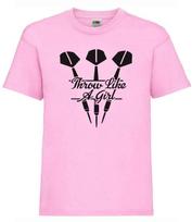 Mens Throw Like a Girl Womens Darts Professional Sports Unisex Pink T-Shirt L white