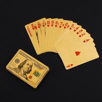 Luxury  Poker Cards with 100 Dollar Design Waterproof Durable Table Game Cards beige