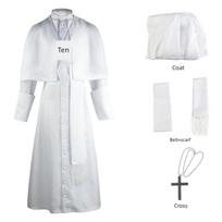 In-Stock Medieval Solid Color Priest Cosplay Costume Halloween Priest Cosplay Role-Playing Outfit Priest Uniform Black (Cross Included) XXL black