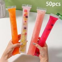 100Pcs Diy Ice Popsicle Bag Cream Maker Mold Disposable Ice Mold Freezer Bag For Yogurt Sticks 50pcs with filler