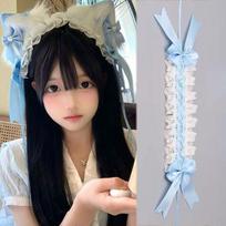 New Lolita Cat Ears Headband Lace Bow Headwear Cosplay Headdress Hair Accessories white