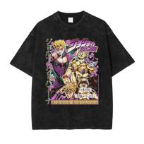 Hot Anime JoJos Bizarre Adventure Kira Yoshikage Giorno Giovanna Cool Print Tshirt Unisex Washed Cotton T Shirts Harajuku Tshirt S