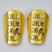 Mini Gold-Plated PU Leg Guards Adult and Children's Football Game Training Sports Protective Gear S yellow