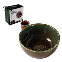 Kitchen Strainer for Grapes Ceramic Berry Swirl Bowl, Fruit Washing Colander with Drain Holes, Small Cleaning Container Serving Bowl Forks, A