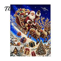 Relaxing Hobby Kits Christmas Faux Pearl Painting Kit, Santa Reindeer DIY Art Wall 3D Angel Craft Kit for Adults, Festive Home Decor Parent D brown