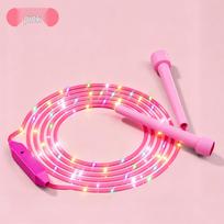 Šviečiantis šokinėjimo šokdynė vaikams ir suaugusiems su septynių spalvų naktiniu apšvietimu - Puikiai tinka treniruotėms ir riebalų deginimui Length 2.8m Adjustable pink