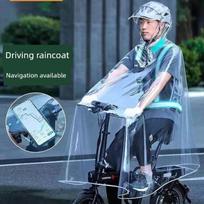 Skaidrus lietaus apsiaustas-pončas elektriniams dviračiams, padidintas ir sutirštintas, visą kūną apsaugantis nuo audros motociklo važiavimui, tinkamas suaugusiems ir 4XL Driver-Specific / Can Be Worn + Helmet