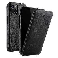 MELKCO iPhone 13 mini dėklas, natūrali karvės oda + PC, vertikalus atverčiamas, lychee tekstūros, apsauginis balta